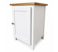 White Painted Bedside Cabinet Oak Top 1 Door Right Hand Cupboard