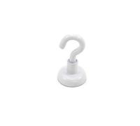 White Painted Neodymium Hook Magnet With M4 Hook For Fridge, Whiteboard, Noticeboard, Filing Cabinet - 16mm X 30.5mm - 9.7Kg Pull