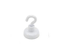 White Painted Neodymium Hook Magnet With M4 Hook For Fridge, Whiteboard, Noticeboard, Filing Cabinet - 20mm X 30.5mm - 16.5Kg Pull