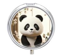 White Panda Pill Box, 3 Compartment Small Pill Case Waterproof Travel Pill Organizer for Pocket Or Purse Portable Mini Medicine Tablet Vitamin Holder Pill Case