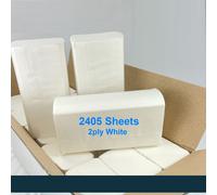 White Paper Hand Towels Z Fold 2405 Sheet, Extra Soft Hygienic Paper, Strong Absorbent, 100% Pure Pulp, Compatible with Universal Fold Towel Dispense