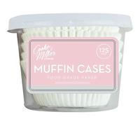 White Paper Muffin Cases, 125 Pack - Disposable & Stylish Design, Ideal for Baking Muffins, Cupcakes, Fairy Cakes, Buns, & More