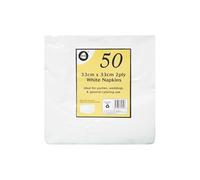 White Paper Napkins 2-Ply Soft Touch Tissue, 33x33cm Disposable Serviettes for Parties, Catering, Events & Everyday Use FSC Certified Eco-Friendly 50pc