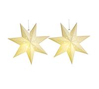 White Paper Star Lantern Shade: 2Pcs 3D Paper Star Pentagram Lampshade Foldable Lamp Shade for Wedding Birthday Xmas Party Home Hanging Decorations 45cm (Lamp Not Included)