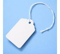 White Paper Tags with String Attached - 5.7 x 3.7 cm - Pack of 1000, Pre-Strung Hanging Merchandise Label Tags