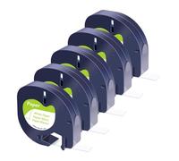 White Paper Tape with Black Print 5-20pk Compatible with Label Printers Like LT100T QX50 and Similar Models Such As A91330 A91220 A59421(5PK Black on White)