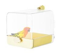 White Parrot Bath - Bird Shower | Bird Bath for Cage | Clear Bird Shower Parrot Bath | Caged Parrot Bathing Tub with Bottom Drawer | Bird Cage Accessories with Hooks for Little Bird Parrots
