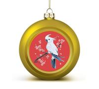 White Parrot Cherry Flowers Christmas Balls for Tree Decoration PC Baubles Hanging Ornaments Festive Decor 2PCS