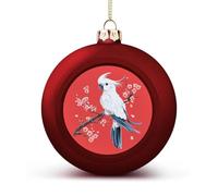 White Parrot Cherry Flowers Christmas Balls for Tree Decoration PC Baubles Hanging Ornaments Festive Decor 1PCS