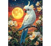 White Parrot Under The Full Moon 1000 Piece Jigsaw Puzzle for Adults Wildlife Pet Sunday Brunch Companion Leisure Time Interlocking Pieces for Food Lovers 1000 PCS