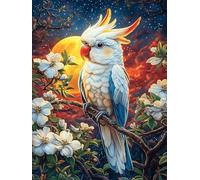 White Parrot Under The Full Moon 300-piece Jigsaw Puzzle Bundle Wildlife Pet Family Puzzle Lovers Brain Training Mindful Activity Spring Creativity & Gift Giving 300 PCS