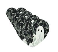 White Patterned Ghost 4 Pcs Car Air Freshener Lavender Hanging Scented Cards Automotive Scented Hanging Sheets Heart Shape For Car Home Office Closet Bathroom