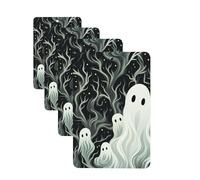 White Patterned Ghost 4 Pcs Car Air Freshener Lavender Hanging Scented Cards Automotive Scented Hanging Sheets Rectangle For Car Home Office Closet Bathroom