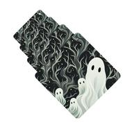 White Patterned Ghost 4 Pcs Car Air Freshener Lavender Hanging Scented Cards Automotive Scented Hanging Sheets Square For Car Home Office Closet Bathroom