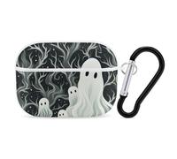 White Patterned Ghost AirPod Pro Case, Anti Scratch Hard PC Cover with Keychain, AirPod Pro 2nd/1st Case Accessories for Women Men, White-Style