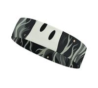 White Patterned Ghost Sweatbands for Men, Lightweight Sports Headband for Women, Breathable Elastic Hairband for Running, Athletic, Washing Face, Workouts, Yoga, Daily Use