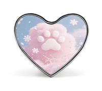White Paw Print Splash Button Pin Fashion Heart Brooch Novelty Pinback Button Badges Exquisite Aluminum Alloy Heart Shape Lapel Pins for Dress Bag Accessories&Gift
