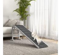 PawHut Dog Ramp for Bed, Pet Ramp for Dogs with Non-Slip Carpet and Top Platform, White & Grey