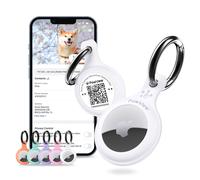 AirTag Holder & Collar for Pets. GPS Tag & App with Smart QR ID for Instant Location, Pet Profile and Contact Info. Dog Tracker or Cat Tracker (White)
