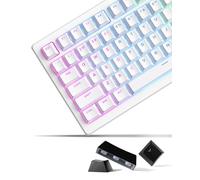 White PBT Keycaps, Keycaps 60 75 100 Percent, OEM Profile Keycaps Set, Custom Key caps Doubleshot Keycaps Set for Cherry Gateron MX Switches Keyboard, Shine Through keycaps