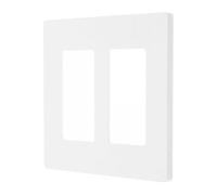 White PC Double Gang Wall Plate Cover for Two Devices | Hidden Screws, Smooth Polished Finish, Easy Install, for Double-gang Boxes and Decorator Outlets
