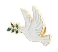 White Peace Dove Brooch Pin, Alloy Bird Badge for Women and Blouses | Polished Enamel Finish, Symbolic Peace Design for Office Wear, Special Occasions, Pencil Cases and Elegant Gifts, Bleuet De