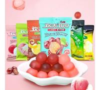 White peach and litchi juice peeling soft candy, mango fruit soft candy 70g, grape gummy candy, sour and sweet lemon candy, Dim sum, dessert, 50% juice content, candy package (Grape,5 packs)