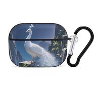 White Peacock and Moon AirPod Pro Case, Anti Scratch Hard PC Cover with Keychain, AirPod Pro 2nd/1st Case Accessories for Women Men, Black-Style