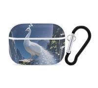 White Peacock and Moon AirPod Pro Case, Anti Scratch Hard PC Cover with Keychain, AirPod Pro 2nd/1st Case Accessories for Women Men, White-Style