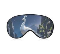 White Peacock and Moon Eye Mask for Women & Men, Breathable & Adjustable Eye Cover, Ultra Soft Sleep Mask, Lightweight Travel Blindfold for Airplane, Nap, Night Sleeping