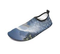 White Peacock and Moon Water Shoes for Men Women, Lightweight Stretch Swim Shoes with Anti-Slip Rubber Sole, Quick-Dry Aqua Socks for Pool, Beach, Surfing, Style, 12 Women/12 Men