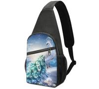 White Peacock Beach Cute Small Sling Crossbody Backpack Travel Chest Bag Casual Daypack for Hiking Running