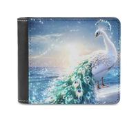 White Peacock Beach Small Billfold Wallet Front Pocket Card Holder Slim Passport Purse for Men Women