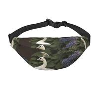 White Peacock Fanny Pack for Men Women Crossbody Waist Bag Everywhere Belt Bag Wallet Hip Bum Bag with Adjustable Strap Casual Chest Bag for Outdoor Hiking Cycling, Black, One Size