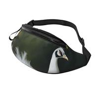 White Peacock Fanny Pack for Men Women Fashion Running Waist Packs Waterproof Crossbody Bags Everywhere Belt Bag with Adjustable Strap Sports Hip Pack for Travel Wallet