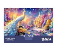 White Peacock in A Snowy Fantasy Forest 1000-Piece Jigsaw Puzzle Beautiful Peacock Brainteasing Challenge for Adults & Kids 70x50cm/1000pcs