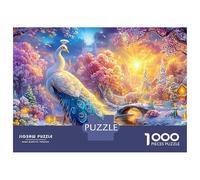 White Peacock in A Snowy Winter Landscape 1000-Piece Jigsaw Puzzle Beautiful Peacock for Adults & Kids Age 12+ - Challenging & Brainteasing Game 52x38cm/1000pcs