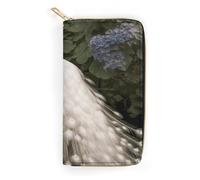 White Peacock Leather Wallet, Bifold Stylish Wallets, Credit Card Holder for Passport Covers, Purse Passport Bag for Men Women