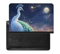 White Peacock Moon Beach Passport Holder Wallet Cover Credit Card Case Travel Document Organiser with Card Slot