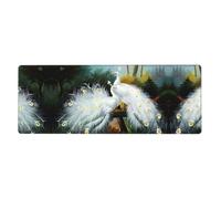 White Peacock Mouse Pad 12x31.5in Extended Gaming Surface