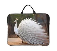 White Peacock Patterned Laptop Sleeve Bag, 17 Inch Shockproof Laptop Sleeve, Slim Laptop Bag
