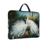 White Peacock Print Protective 14 Inch Laptop Case,Laptop Sleeve With Handle Compatible,Carrying Computer Bag