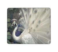 White Peacock Printed Gaming Mouse Pad 12x10 Inches, Non-Slip Rubber Base Laptop Mousepad Desk Mat with Stitched Edges for Gamer, Office, Home