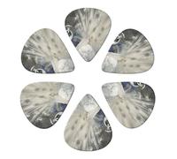 White Peacock Printed Guitar Picks -6 Pcs Guitar Picks Plectrum,Guitar Accessories,Electric Guitar Pick, Bass & Ukulele 0.96mm