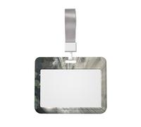 White Peacock Printed ID Badge Holder with Lanyard, Clear Plastic Badge Holder for Work, School, Hospital, Security - Water Resistant & Dirt Proof