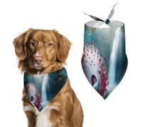 White Peacock Waterfall Dog Scarf Triangle Bandana Happy Easter Soft Puppy Scarfs Gifts for Medium Large Pets