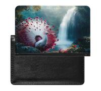 White Peacock Waterfall Passport Holder Cover Wallet with ID Card Slot Slim Travel RFID Blocking Case Protector Essentials for Women Men