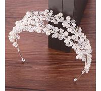 White Pearl Bridal Headband Headdress Wedding Headband Pearl Wedding Hair Accessories Headdress (Silver)