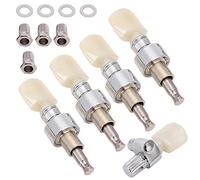 White Pearl Buttons 5 String Banjo Geared Machine Head Tuning Peg with Pearled Pegs (Pack of 5)