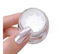 White Pearl Chrome Nail Powder Magic Metallic Silver Mirror Effect Ice Pearlescent Nail Art Glitter Aurora Shimmer Powder for Nails High Gloss Glazed Donut Manicure Pigment Dust Decorations